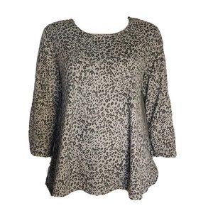 LOGO by Lori Goldstein Gray Animal Print Pullover Sweater Womens Size S Small